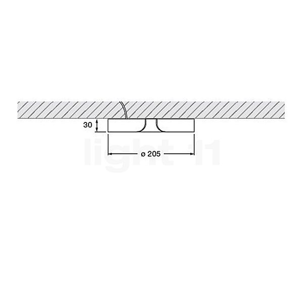 Occhio Mito Soffitto 20 Up Narrow Plafond-/Wandlamp LED kop zilver mat/afdekking wit mat - Occhio Air schets
