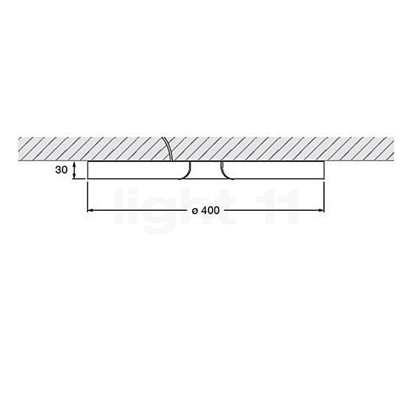 Occhio Mito Soffitto 40 Up Wide Plafond-/Wandlamp LED kop zwart mat/afdekking wit mat - Occhio Air schets