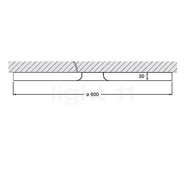 Occhio Mito Soffitto 60 Up Narrow Plafond-/Wandlamp LED kop zwart mat/afdekking wit mat - DALI schets