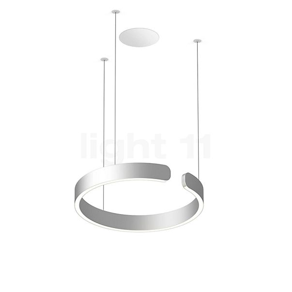 Occhio Mito Sospeso 40 Fix Flat Table Einbaupendelleuchte LED Kopf silber matt/Baldachin weiß matt - DALI