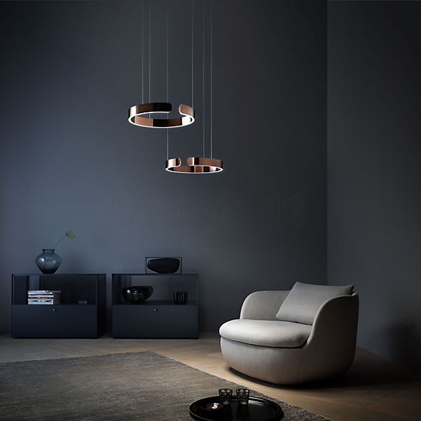 Occhio Mito Sospeso 40 Variabel Up Lusso Room Suspension LED tête phantom/cache-piton ascot cuir marron - Occhio Air