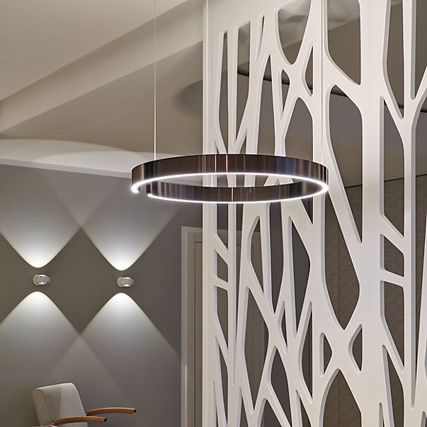 Occhio Mito Sospeso 60 Variabel Up Table Pendant Light LED head silver matt/ceiling rose white matt - DALI