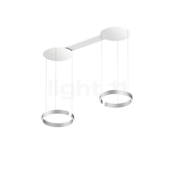 Occhio Mito Sospeso Due 40 Fix Wide Hanglamp LED kop zilver mat/plafondkapje wit mat - Occhio Air