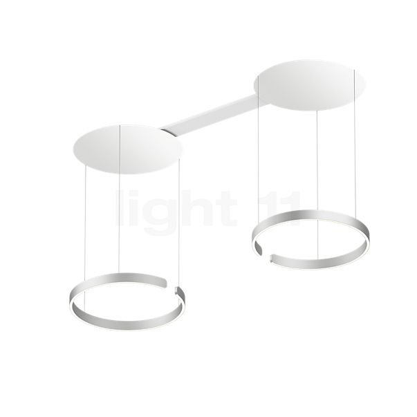 Occhio Mito Sospeso Due 60 Fix Wide Hanglamp LED kop zilver mat/plafondkapje wit mat - Occhio Air