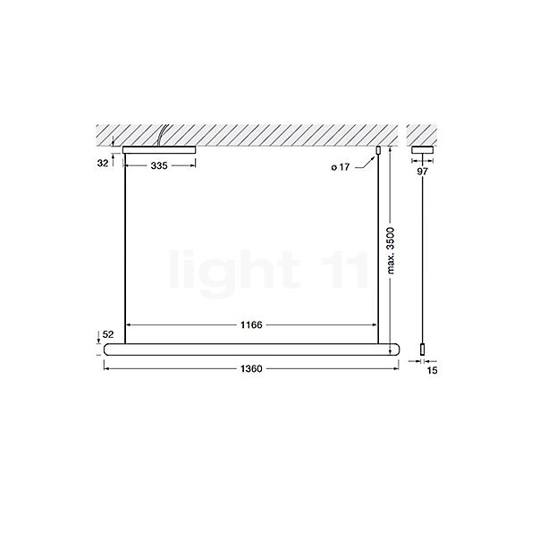 Occhio Mito Volo 140 Fix Up Table Hanglamp LED kop goud mat/plafondkapje zwart mat - DALI schets