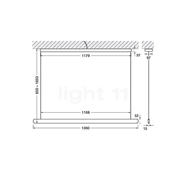 Occhio Mito Volo 140 Var Up Table Hanglamp LED kop zwart mat/plafondkapje zwart mat - DALI schets