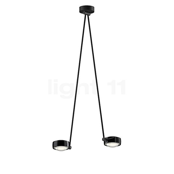 Occhio Sento Soffitto Due 100 Up D Plafondlamp LED 2-lichts kop black phantom/body zwart mat/plafondkapje zwart mat - 3.000 K - Occhio Air