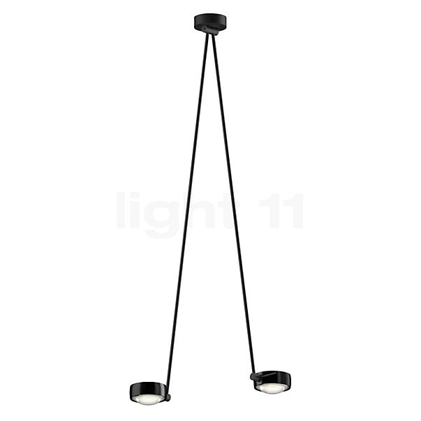 Occhio Sento Soffitto Due 125 Up D Plafondlamp LED 2-lichts kop black phantom/body zwart mat/plafondkapje zwart mat - 2.700 K - Occhio Air