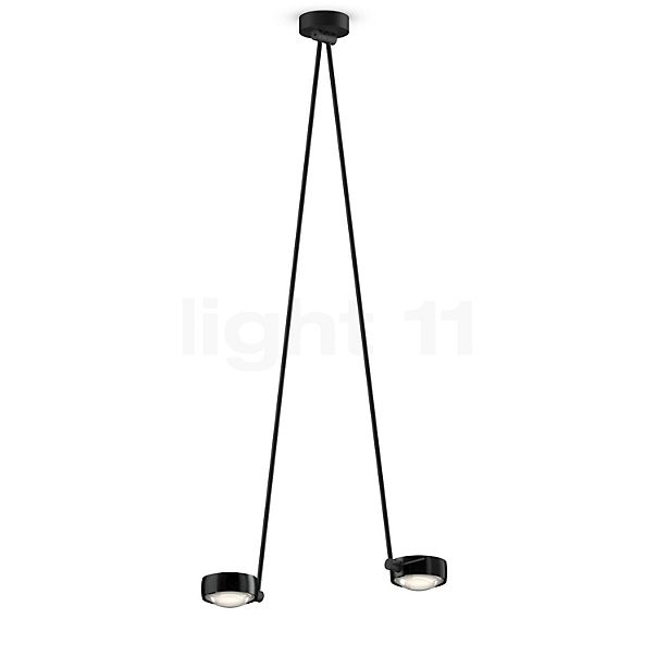 Occhio Sento Soffitto Due 125 Up E Plafondlamp LED 2-lichts kop black phantom/body zwart mat/plafondkapje zwart mat - 3.000 K - Occhio Air