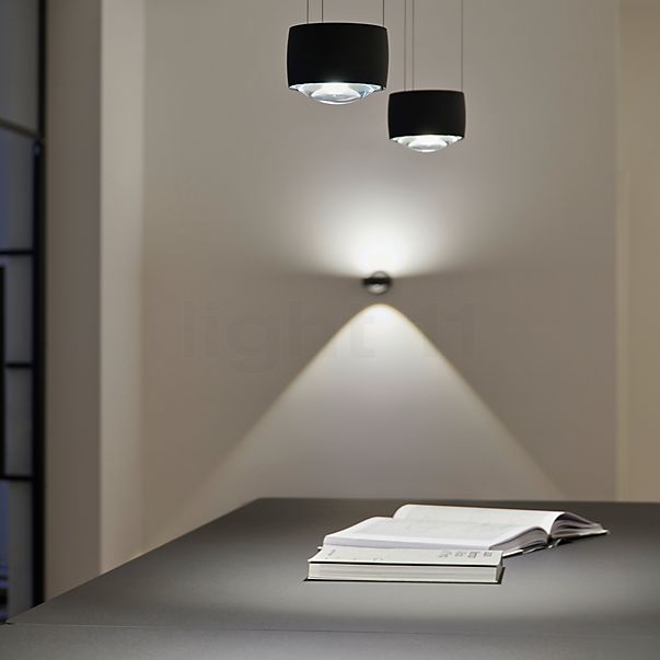 Occhio Sento Sospeso Due Fix D Hanglamp LED 2-lichts kop black phantom/plafondkapje wit mat - 2.700 K - Occhio Air