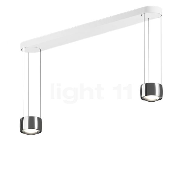 Occhio Sento Sospeso Due Var E Hanglamp LED 2-lichts kop chroom glimmend/plafondkapje wit mat - 2.700 K - Occhio Air