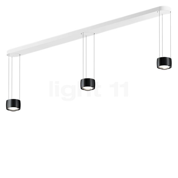 Occhio Sento Sospeso Tre Fix D Hanglamp LED 3-lichts kop black phantom/plafondkapje wit mat - 2.700 K - Occhio Air