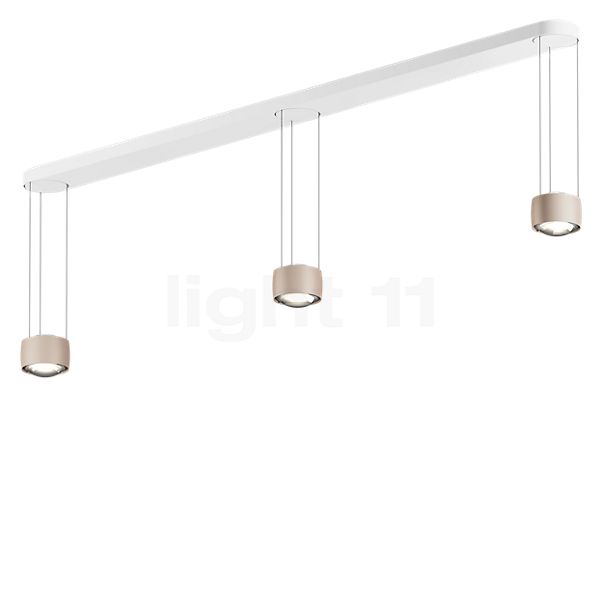 Occhio Sento Sospeso Tre Fix D Hanglamp LED 3-lichts kop goud mat/plafondkapje wit mat - 3.000 K - Occhio Air