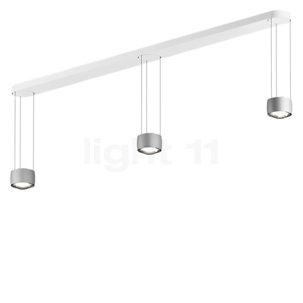 Occhio Sento Sospeso Tre Var D Hanglamp LED 3-lichts kop chroom mat/plafondkapje wit mat - 2.700 K - Occhio Air
