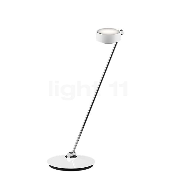 Occhio Sento Tavolo 80 E Bordlampe LED venstre hoved hvid skinnende/body krom skinnende - 3.000 K - Occhio Air