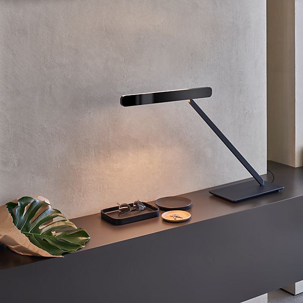 Occhio Taglio Tavolo Fix Lampe de table LED tête argenté mat/corps noir mat - Occhio Air