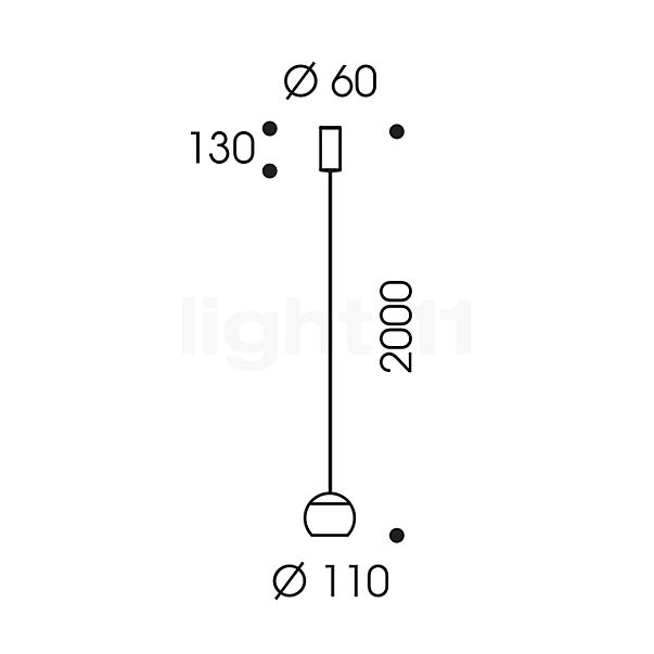 Oligo Balino Lampada a sospensione 1 fuoco LED cromo/arancione - vista in sezione