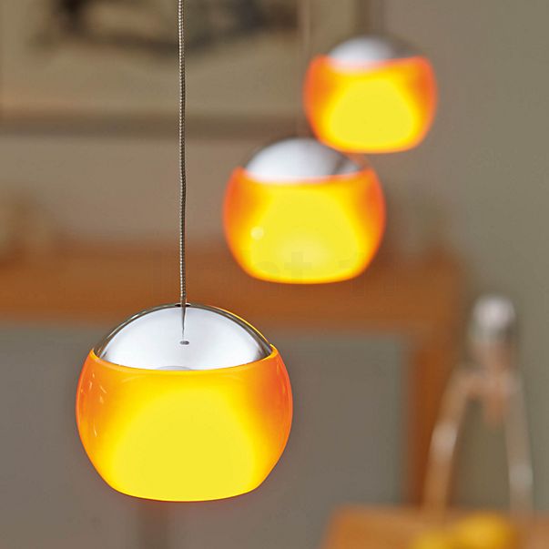 Oligo Balino Pendant Light 3 lamps LED - invisibly height adjustable ceiling rose chrome - head grey