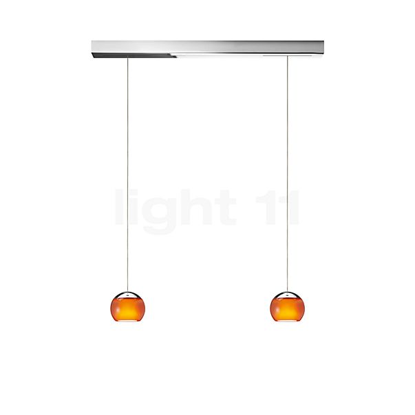 Oligo Balino Pendelleuchte 2-flammig LED - unsichtbar höhenverstellbar Baldachin chrom - Kopf orange