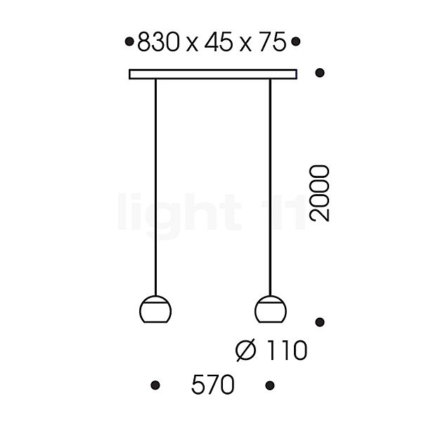 Oligo Balino Pendelleuchte 2-flammig LED chrom/satiniert Skizze