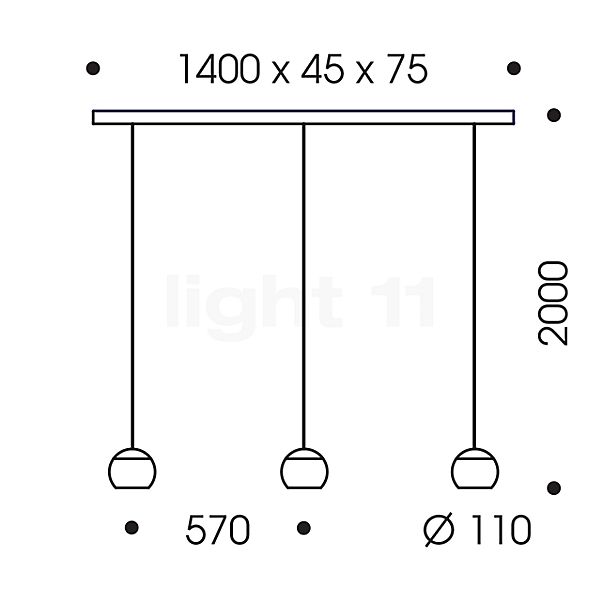 Oligo Balino Pendelleuchte 3-flammig LED chrom/satiniert Skizze