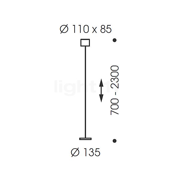 Oligo Decent Pendant Light LED aluminium - 13,5 cm - invisibly height adjustable sketch
