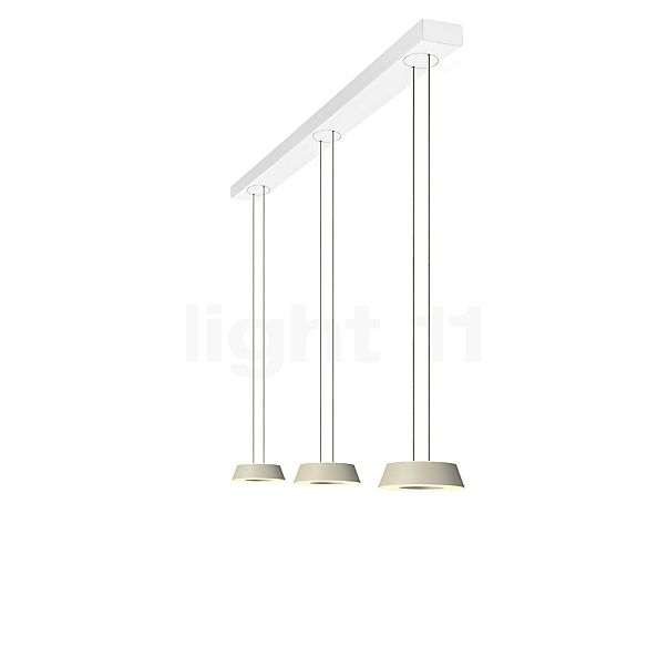 Oligo Glance Lampada a sospensione LED 3 fuochi - regolabile in altezza in modo invisibile rosone bianco - copertura bianco - testa beige