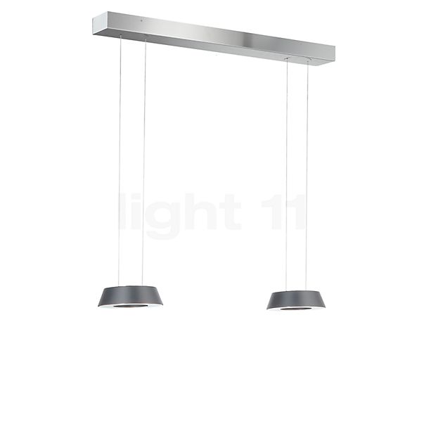 Oligo Glance Pendant Light LED 2 lamps - invisibly height adjustable Lamp Canopy white - cover aluminium - head grey