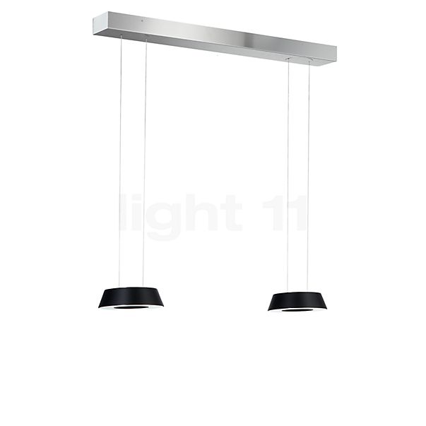 Oligo Glance Suspension LED 2 foyers - réglage en hauteur invisible cache-piton blanc - opercule aluminium - tête noir