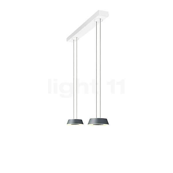 Oligo Glance Suspension LED 2 foyers - réglage en hauteur invisible cache-piton blanc - opercule blanc - tête gris
