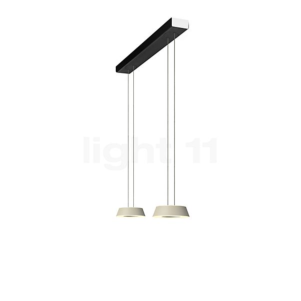 Oligo Glance Suspension LED 2 foyers - réglage en hauteur invisible cache-piton blanc - opercule noir - tête beige
