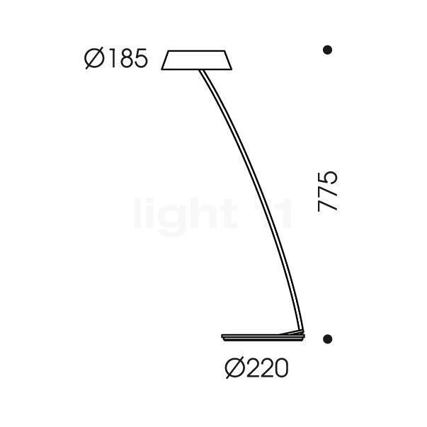 Oligo Glance Tafellamp LED gebogen wit mat schets