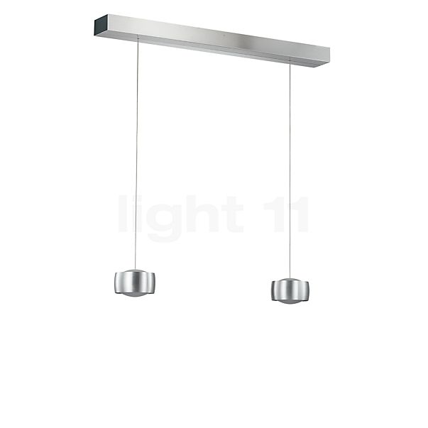 Oligo Grace Hanglamp LED 2-lichts - onzichtbaar in hoogte verstelbaar plafondkapje zwart - afdekkap aluminium - hoofd aluminium