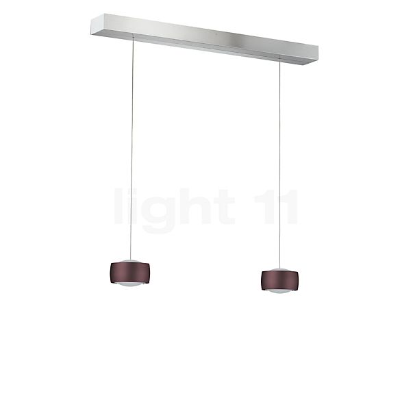 Oligo Grace Suspension LED 2 foyers - réglage en hauteur invisible cache-piton blanc - opercule aluminium - tête espresso