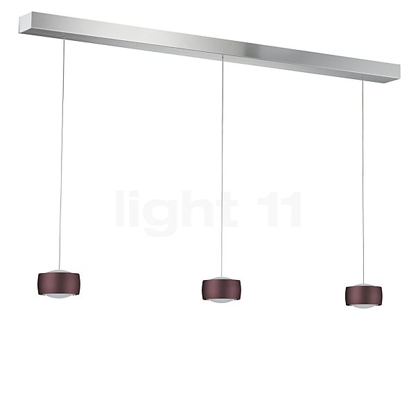 Oligo Grace Suspension LED 3 foyers - réglage en hauteur invisible cache-piton blanc - opercule aluminium - tête espresso