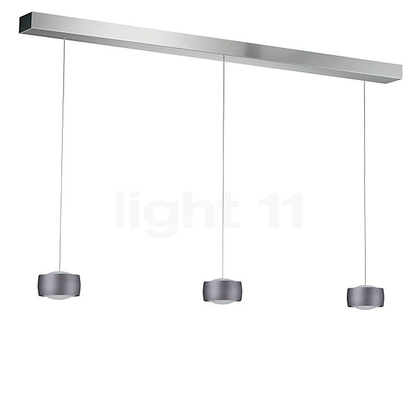 Oligo Grace Suspension LED 3 foyers - réglage en hauteur invisible cache-piton noir - opercule aluminium - tête gris