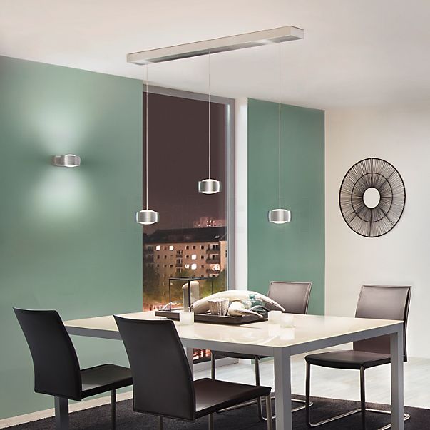Oligo Grace Suspension LED 3 foyers - réglage en hauteur invisible cache-piton noir - opercule aluminium - tête marron