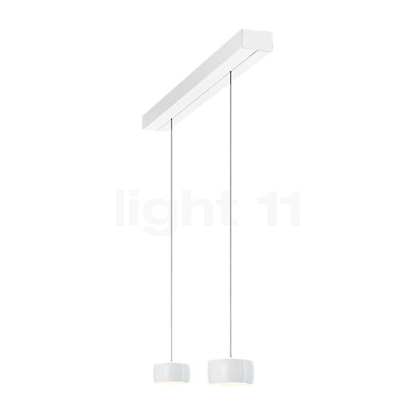 Oligo Grace, lámpara de suspensión LED 2 focos - altura ajustable de forma invisible florón blanco - cubierta blanco - cabezal blanco