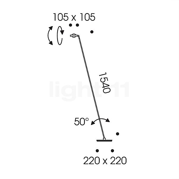 Oligo Kelveen Vloerlamp LED zwart - 2.700 k - 154 cm schets