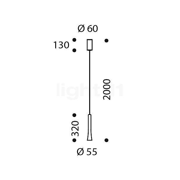 Oligo Rio Hanglamp 1-licht LED parel zilver schets