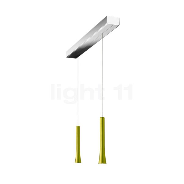 Oligo Rio Pendant Light 2 lamps LED - invisibly height adjustable ceiling rose chrome - head green