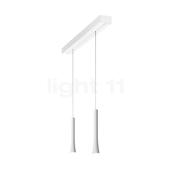 Oligo Rio Suspension 2 foyers LED - réglage en hauteur invisible cache-piton blanc - tête blanc