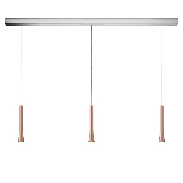Oligo Rio, lámpara de suspensión 3 focos LED cobre