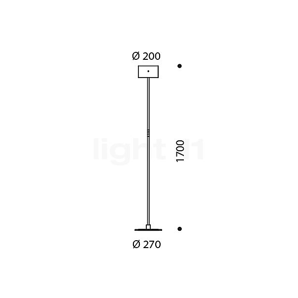 Oligo Trofeo Lampada da terra LED cachemire opaco - vista in sezione