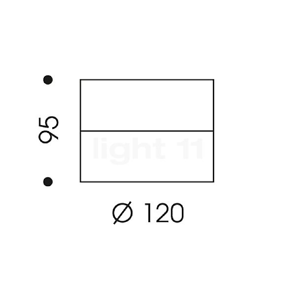 Oligo Tudor Deckenleuchte LED grau matt - 9,5 cm Skizze