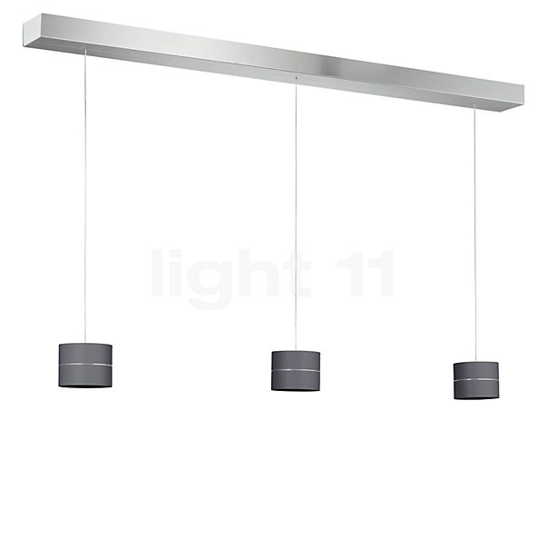 Oligo Tudor Lampada a sospensione LED 3 fuochi - regolabile in altezza in modo invisibile rosone alluminio/testa grigio - 9,5 cm