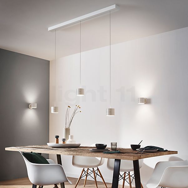 Oligo Tudor Pendant Light LED 3 lamps - invisibly height adjustable ceiling rose aluminium/head grey - 9,5 cm