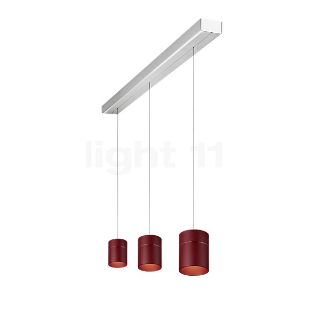 Oligo Tudor Suspension LED 3 foyers - réglage en hauteur invisible cache-piton aluminium/tête rot - 14 cm