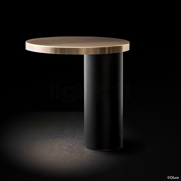 Oluce Cylinda Lampe de table LED noir mat/doré