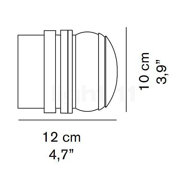 Oluce Fresnel Lampada da parete Outdoor LED nero - vista in sezione